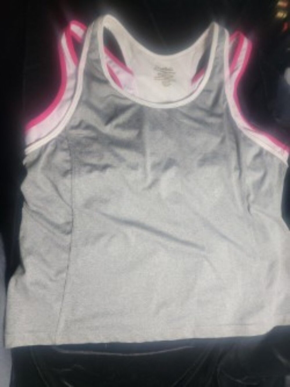 Denise Austin Womens Workout Set XL 18 Tank & Shorts Gray White Athletic Running